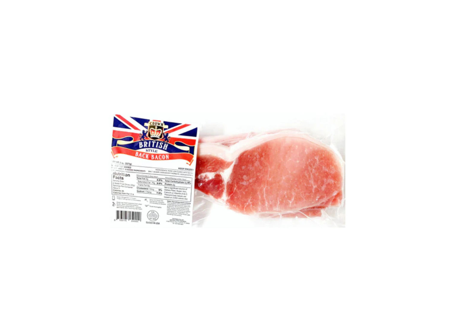 Crown British Back Bacon 8oz